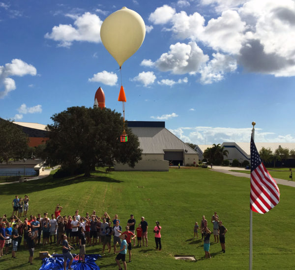 Helium balloon liftoff